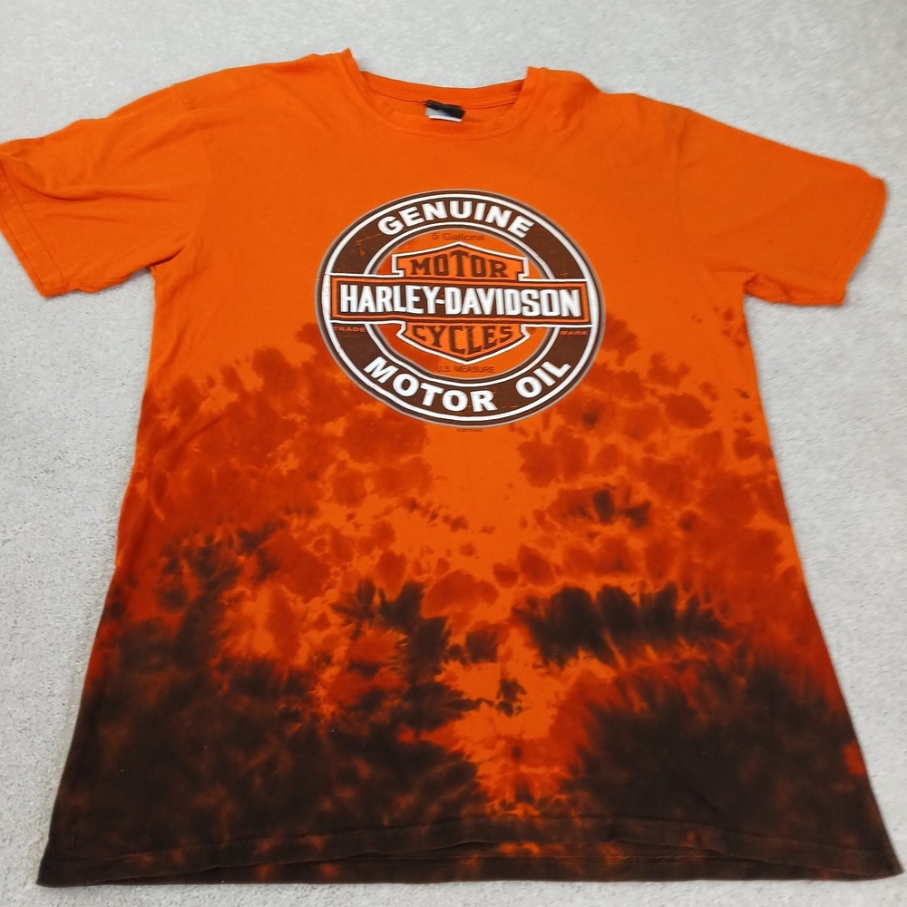 Harley Davidson T-Shirt Men's Size Large Orange Dennys